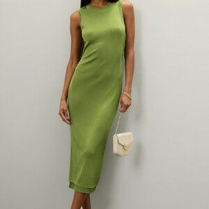 Atlein Green Knit Midi Dress, M